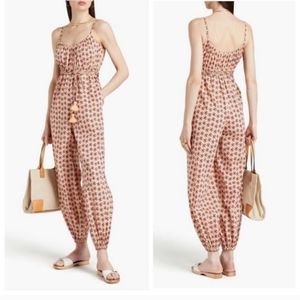 Tory Burch Pink Dandelion Printed Jumpsuit Romper Sz L NWT